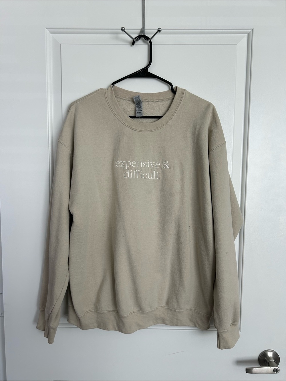 Expensive & Difficult Embroidered Graphic Crewneck Sweatshirt